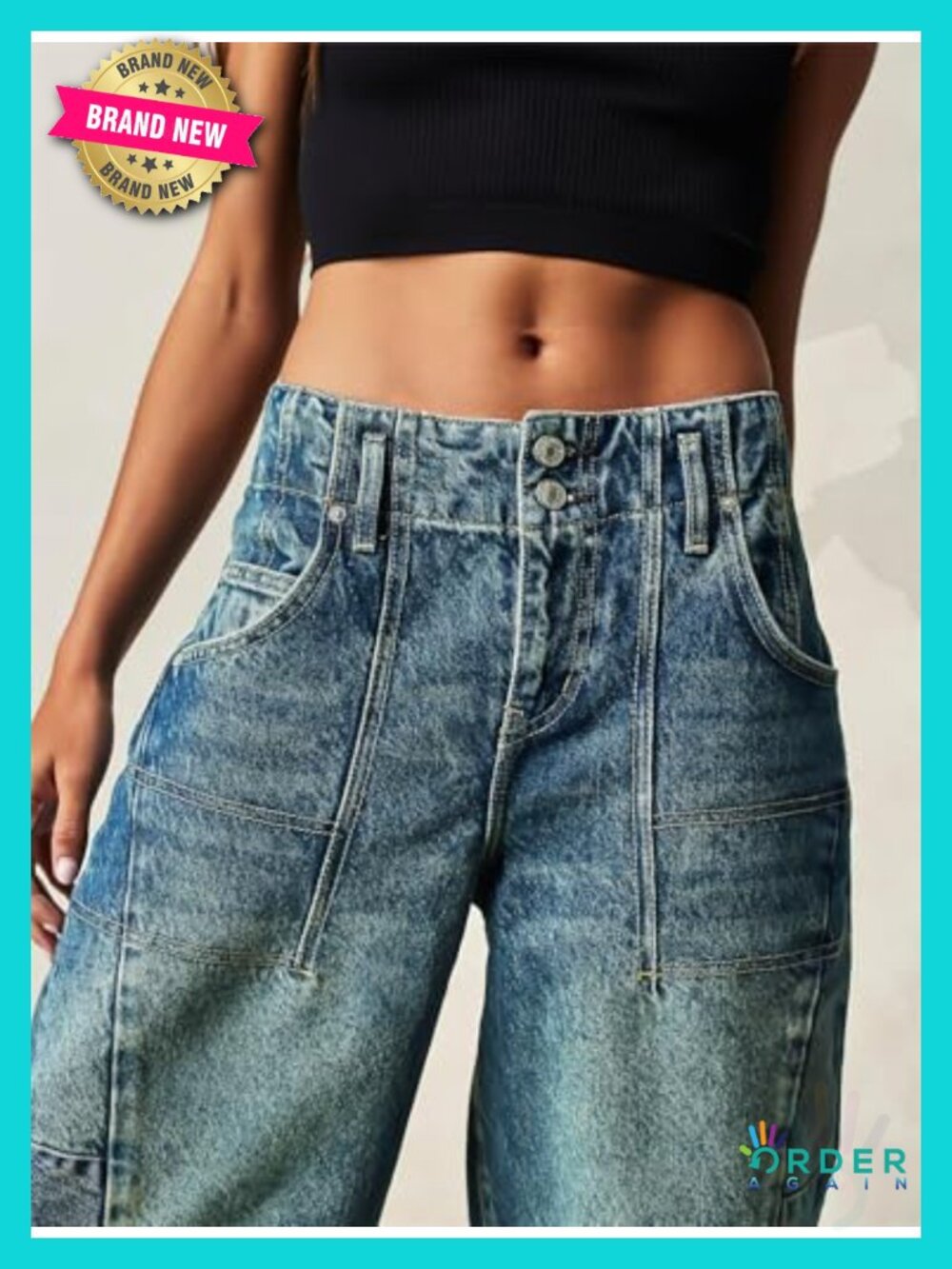 Denim Bermuda Long Shorts Low Waist Baggy Barrel Short Pants - Picture 3 of 5